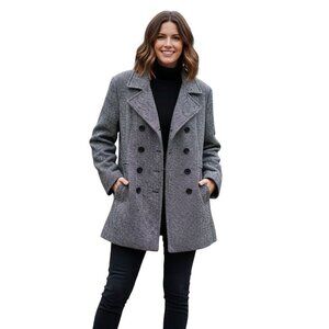 Mackintosh New England Vintage 100% Wool Tweed Pea Coat Size 14